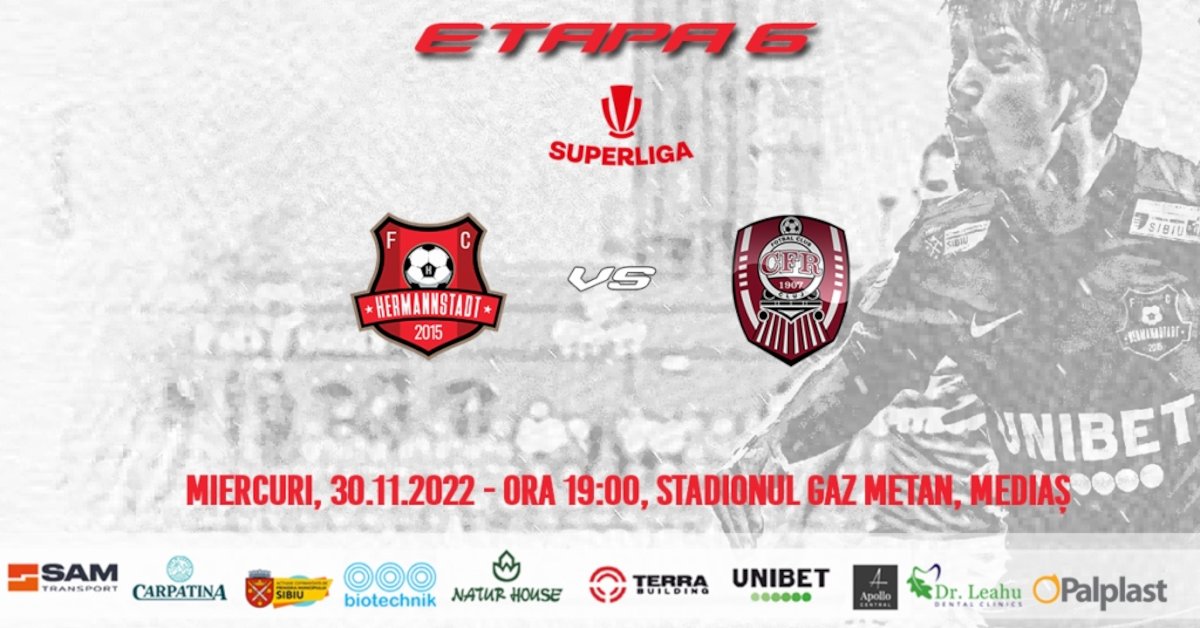 bilete AFC Hermannstadt - FC CFR 1907 Cluj - SUPERLIGA - ETAPA VI
