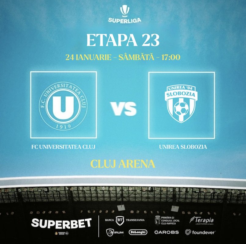 bilete FC Universitatea Cluj - Unirea Slobozia