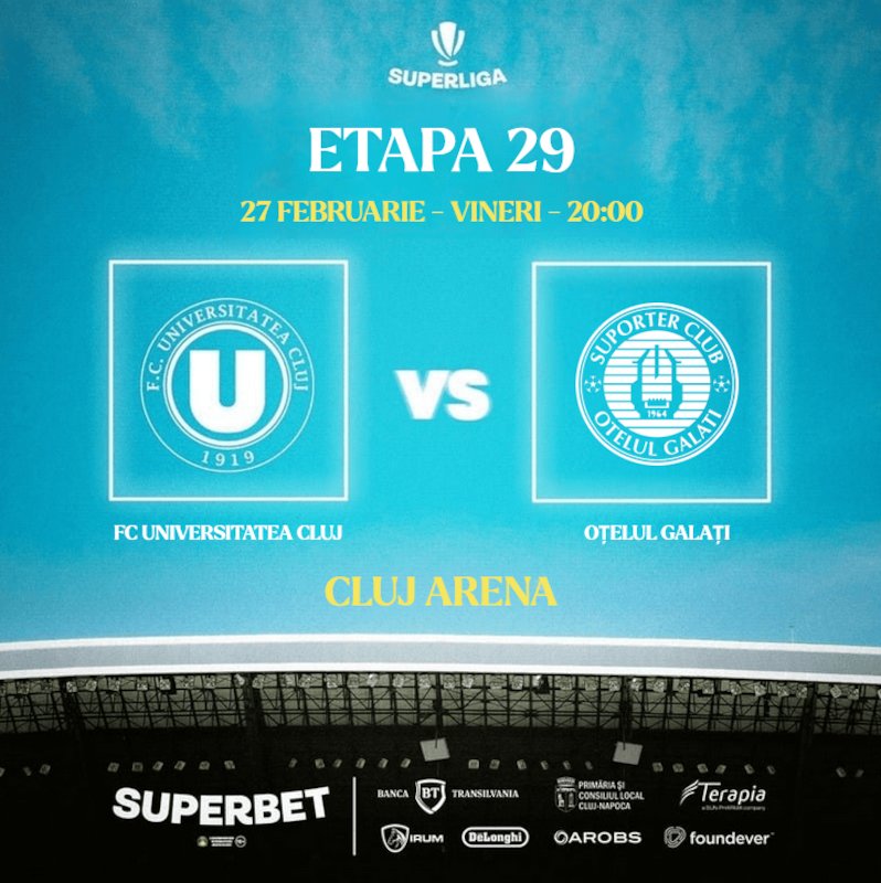 bilete FC Universitatea Cluj - Otelul Galati