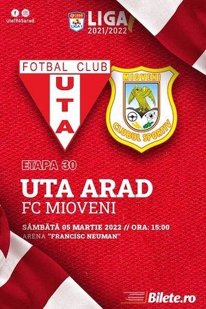 Bilete la UTA Arad - CS Mioveni - CASA Liga 1