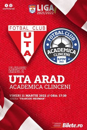 Bilete la UTA Arad - Academica Clinceni - CASA Liga 1