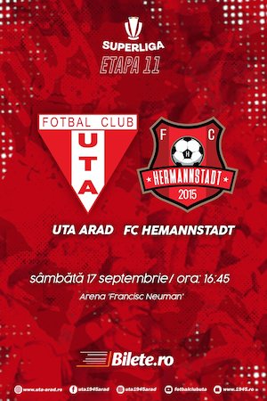 Bilete la  UTA Arad - AFC Hermannstadt - SUPERLIGA - ETAPA XI