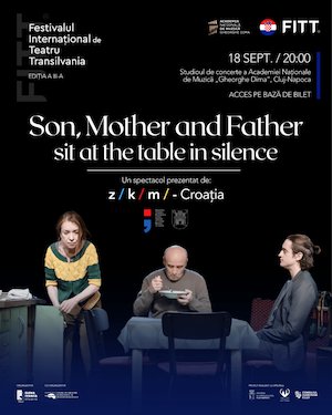 Son, Mother and Father sit at a table in silence